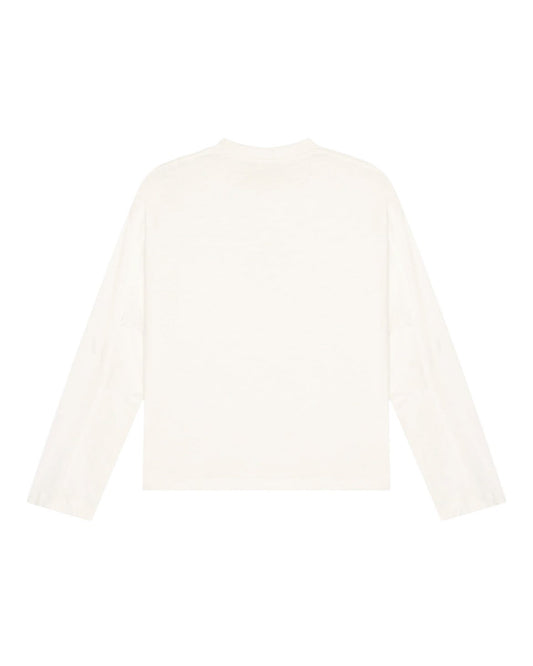 Back of White Slub Long Sleeve on a white background 