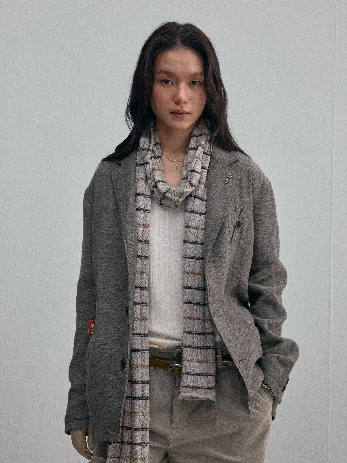 Wesley Heritage Jacquard Scarf — Khaki