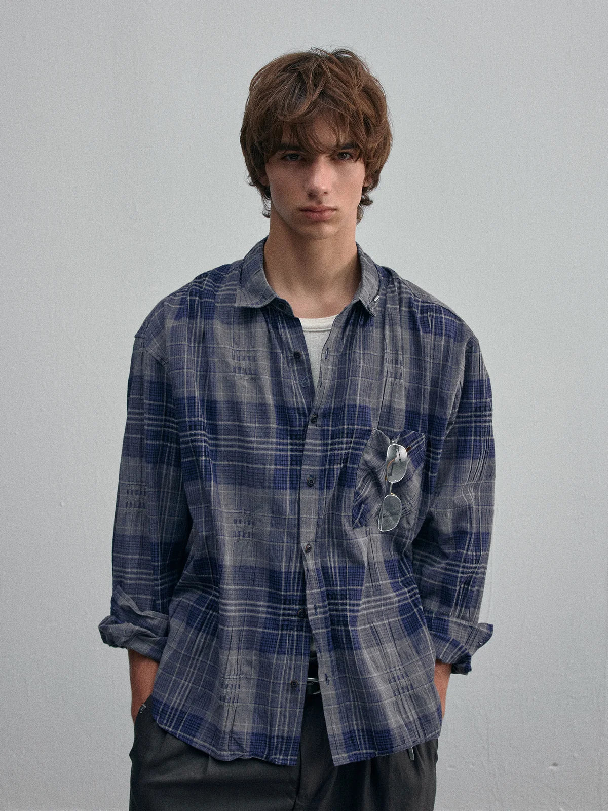 Old Time Wardrobe Wrinkled Shirt — Slate Blue