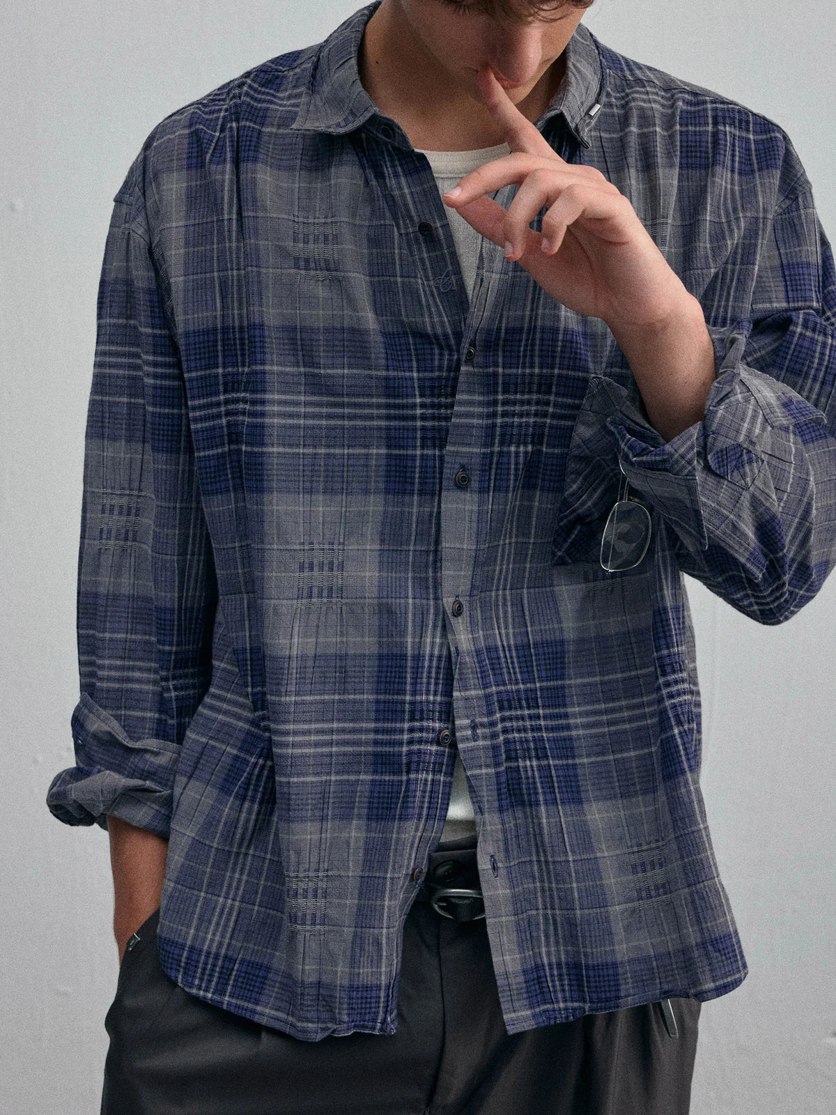Old Time Wardrobe Wrinkled Shirt — Slate Blue