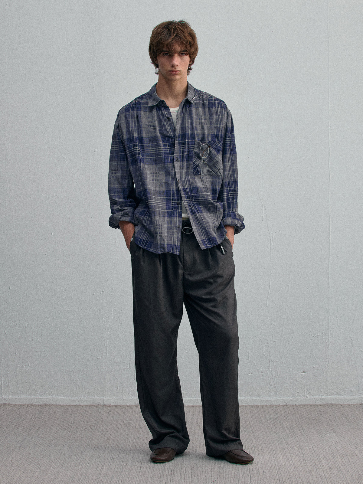 Old Time Wardrobe Wrinkled Shirt — Slate Blue