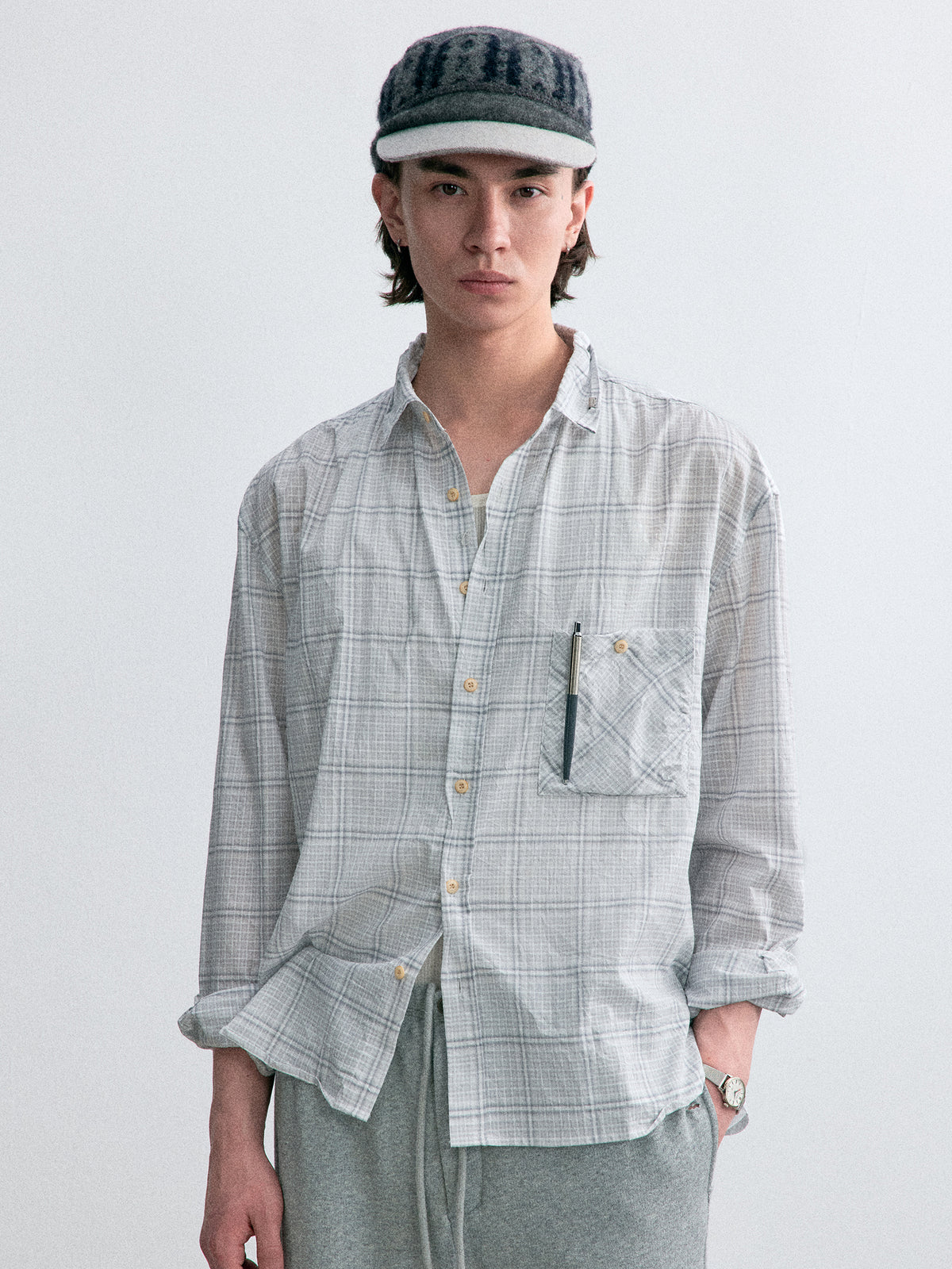 Old Time Wardrobe Wrinkled Shirt — Misty Gray