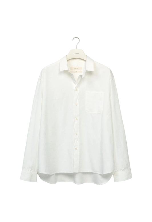 Writer’s Minimal Wrinkled Shirt — Warm Ivory