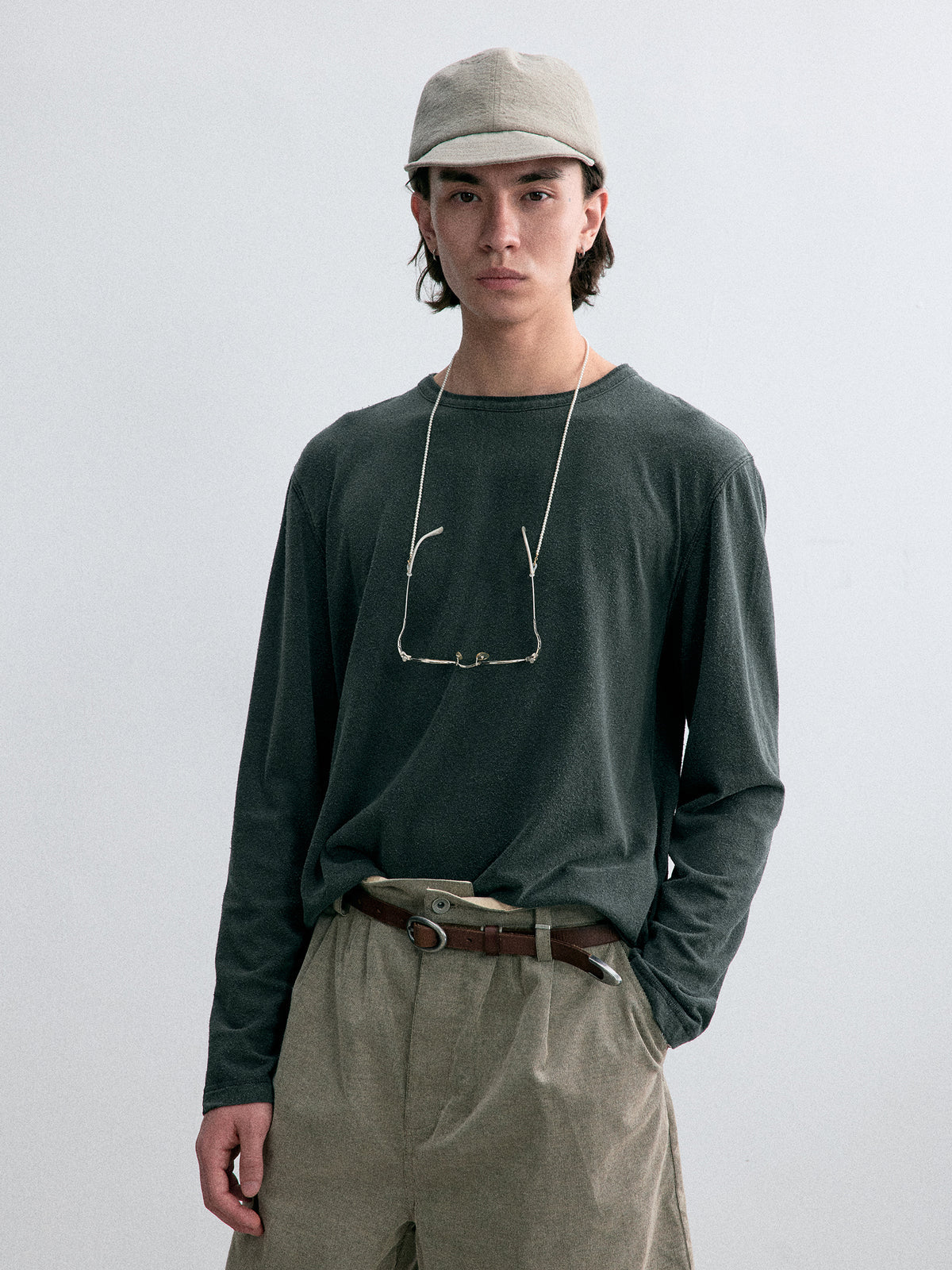 Old Time Wardrobe Cotton Long-Sleeve T-shirt — Charcoal Gray