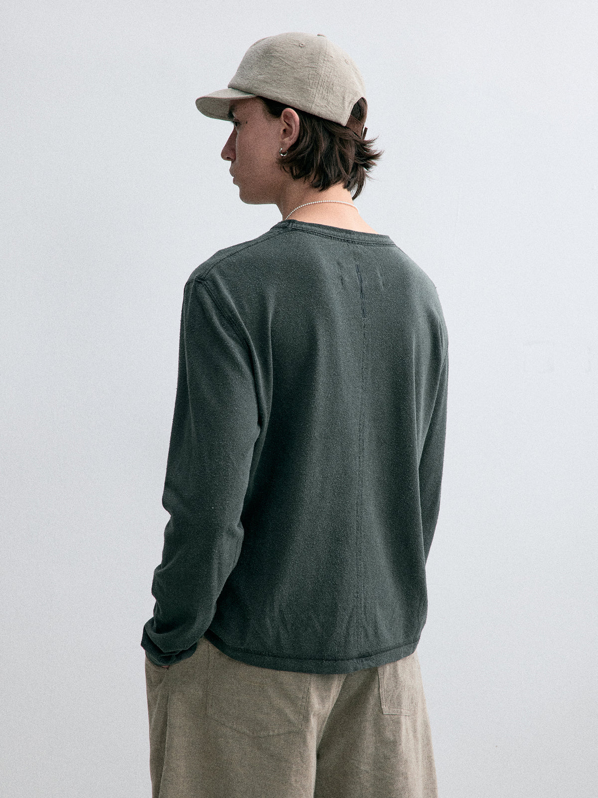 Old Time Wardrobe Cotton Long-Sleeve T-shirt — Charcoal Gray
