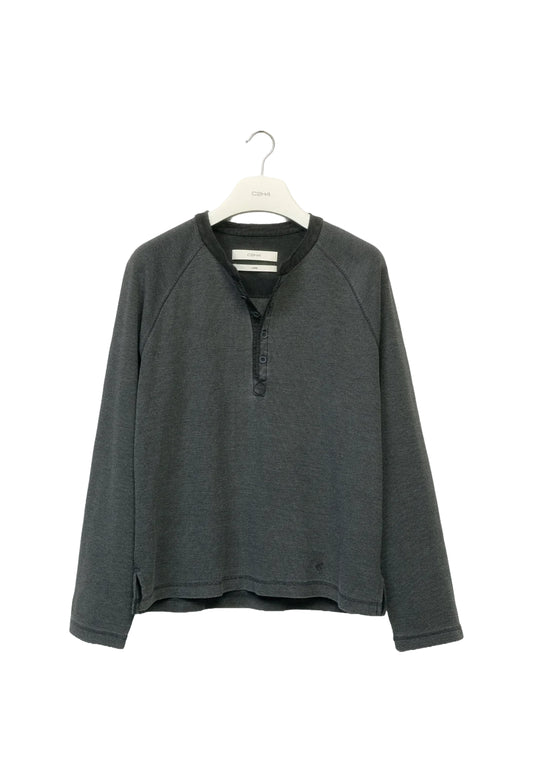 Moccasin Memory Textured Henley — Charcoal