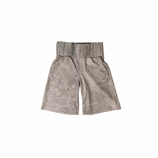 Perforated Leather Short - Grey