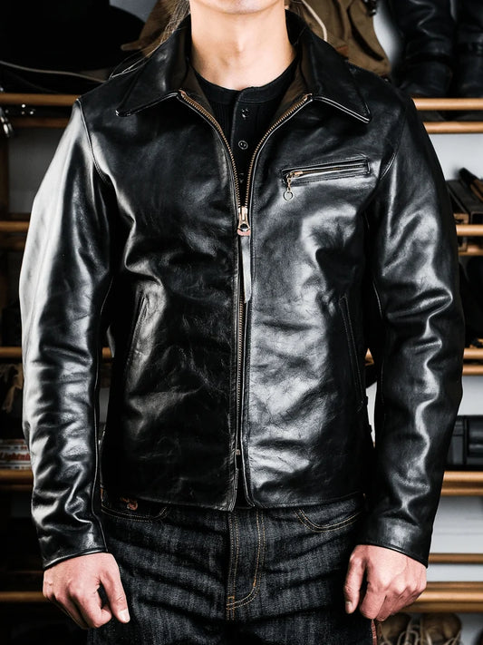 California Highway Patrol Leather Jacket — Black