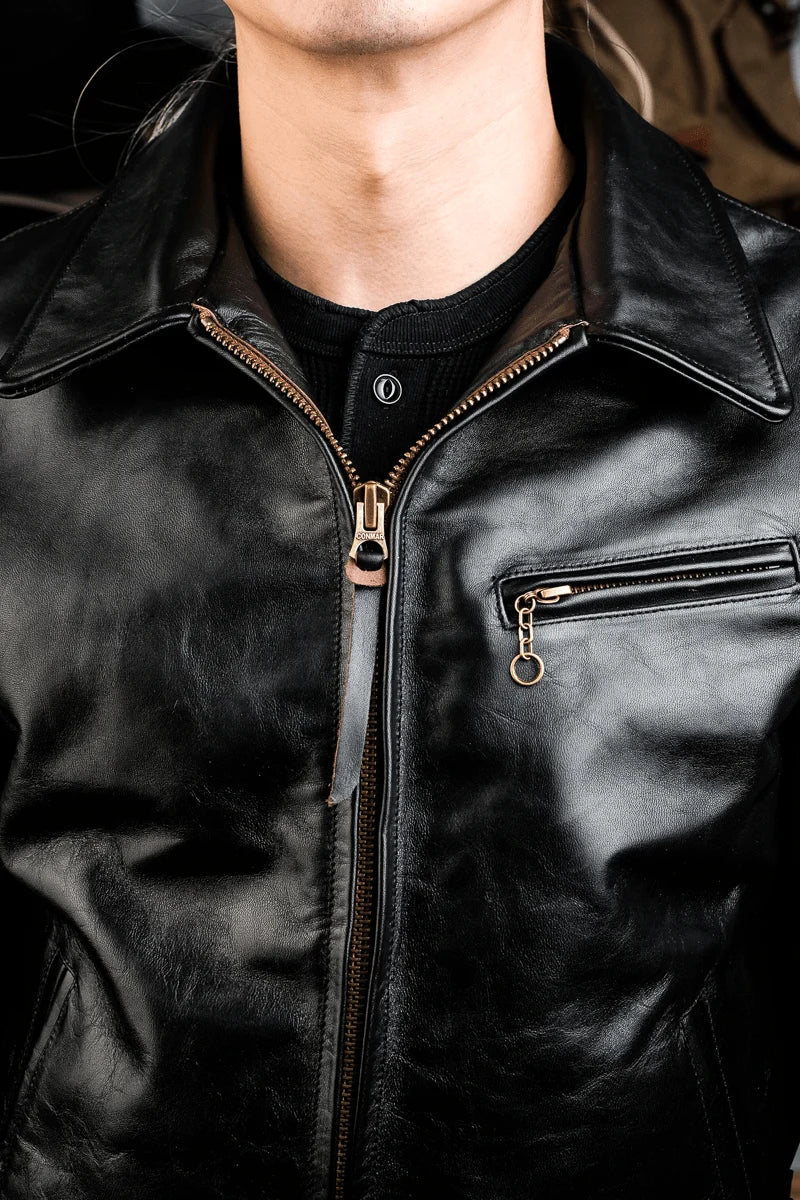 California Highway Patrol Leather Jacket — Black
