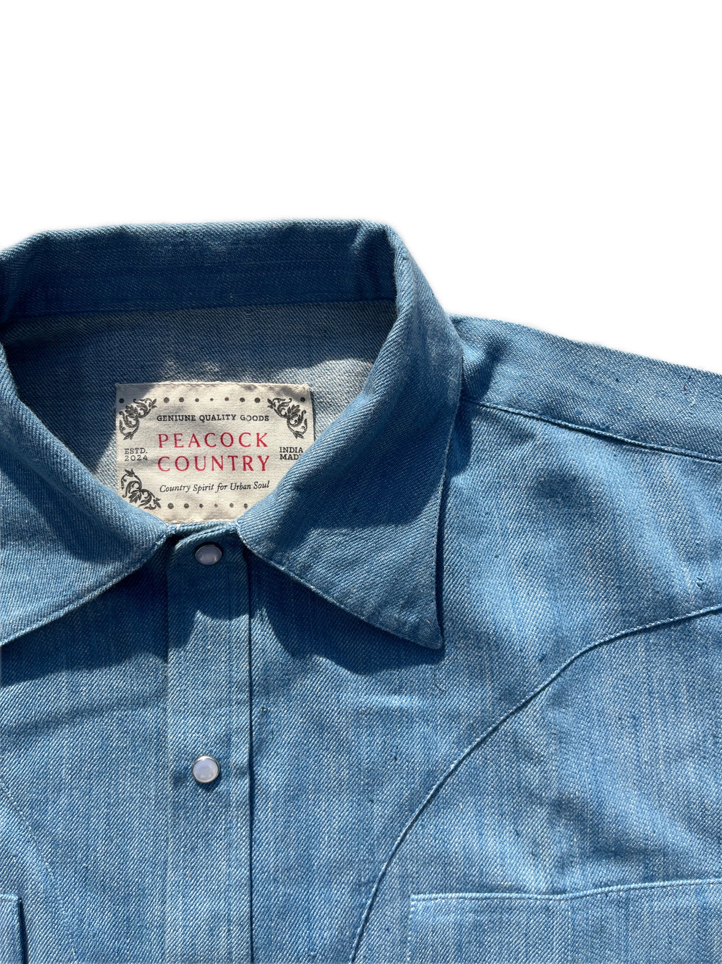 Cerulean Handwoven Denim Western Shirt