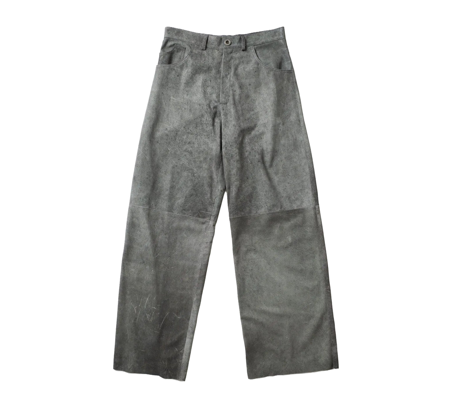 Perforated Leather Summer Pants - Grey