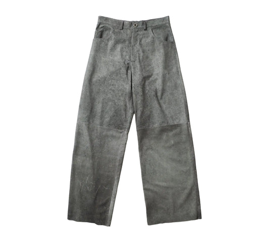 Perforated Leather Summer Pants - Grey