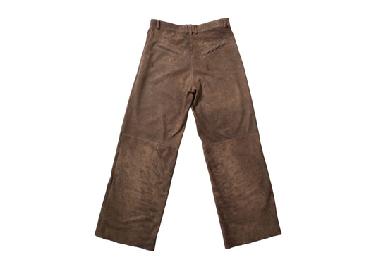 Perforated Leather Summer Pants - Brown
