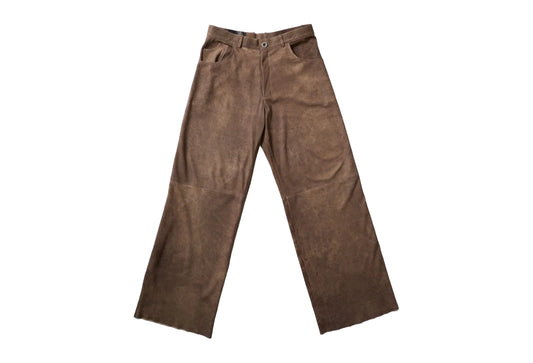 Perforated Leather Summer Pants - Brown