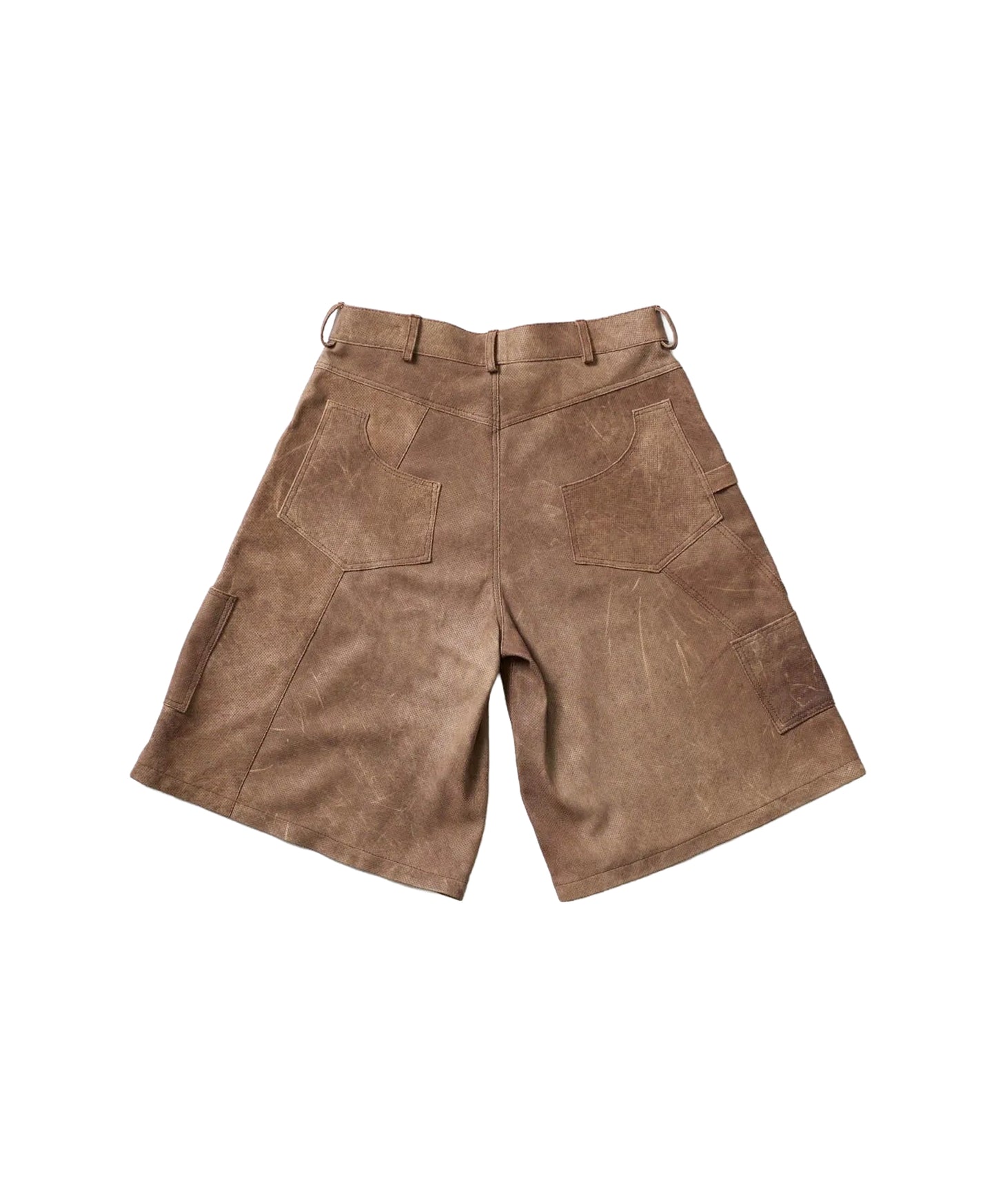 Perforated Leather Summer Jorts - Brown