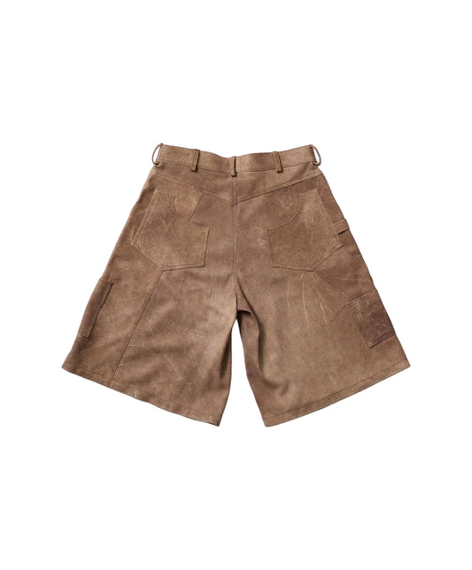 Perforated Leather Summer Jorts - Brown