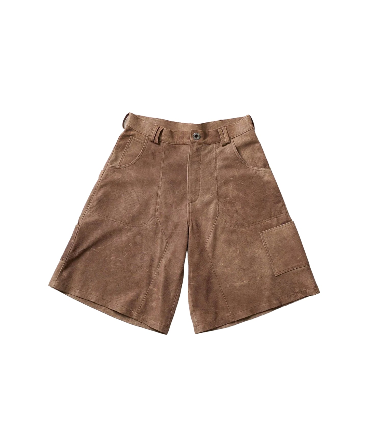 Perforated Leather Summer Jorts - Brown – free agency® Perforated Leather Summer Jorts - Brown – free agency®