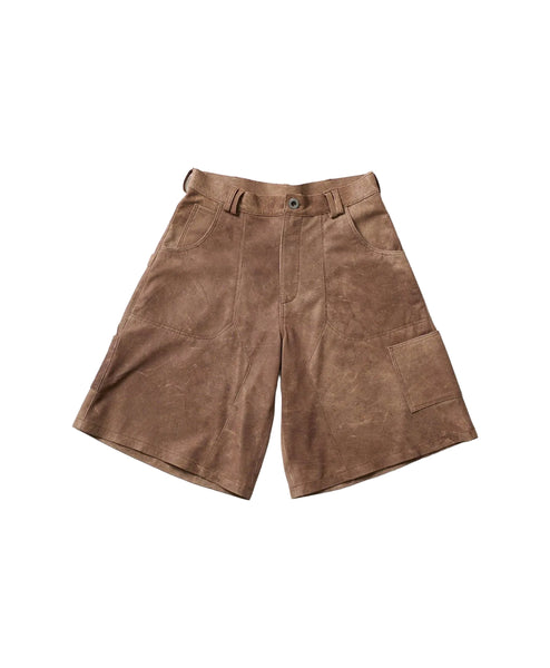 パンツ 8egreedy 8EG 3 LAYERED JORTS Perforated Leather Summer Jorts - Brown – free agency®