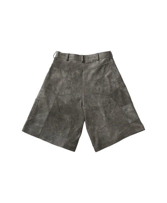 Perforated Leather Summer Jorts - Grey