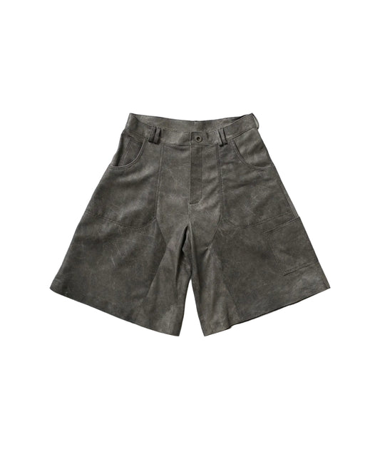 Perforated Leather Summer Jorts - Grey