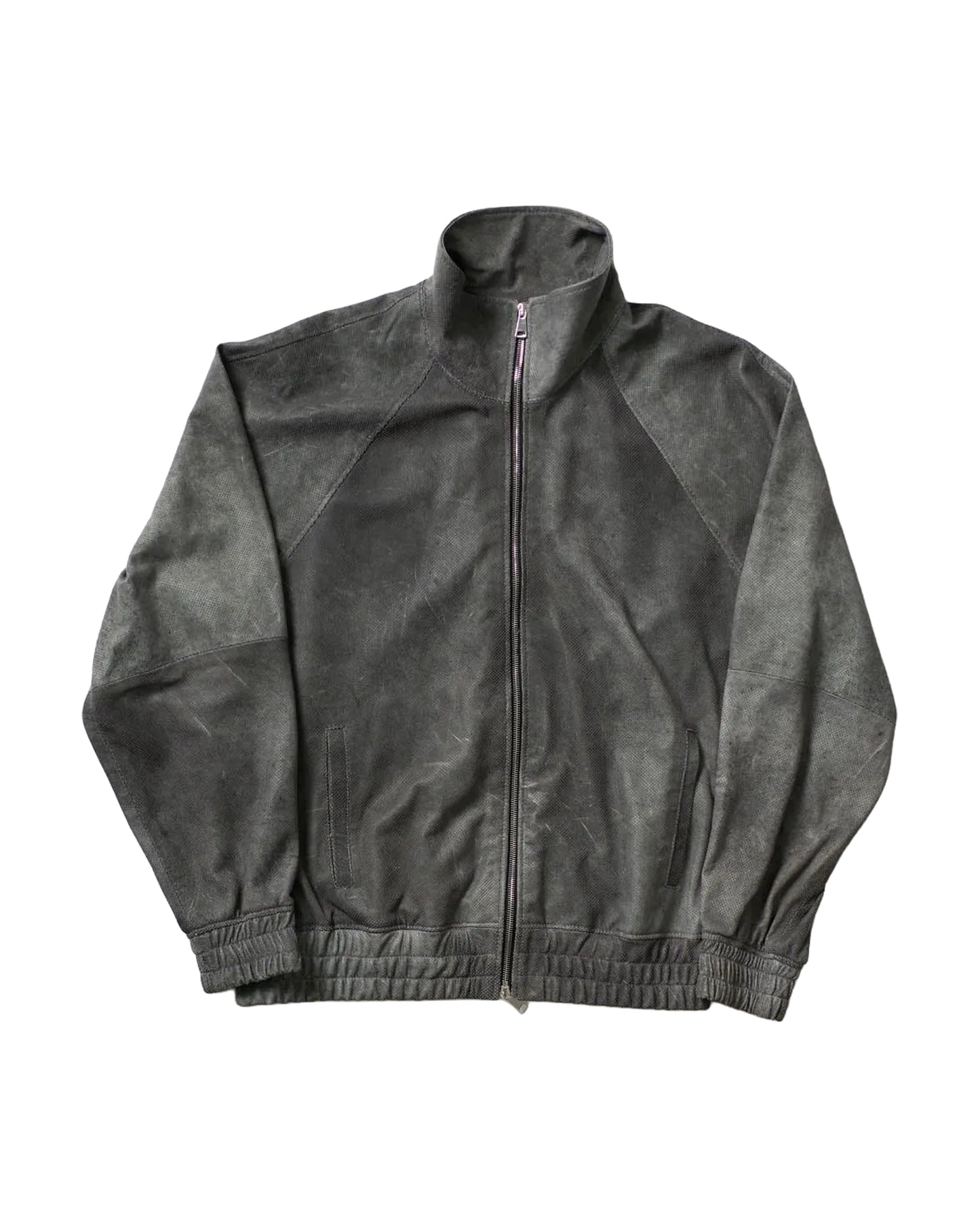 Perforated Leather Track Jacket – Grey