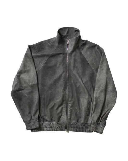 Perforated Leather Track Jacket – Grey