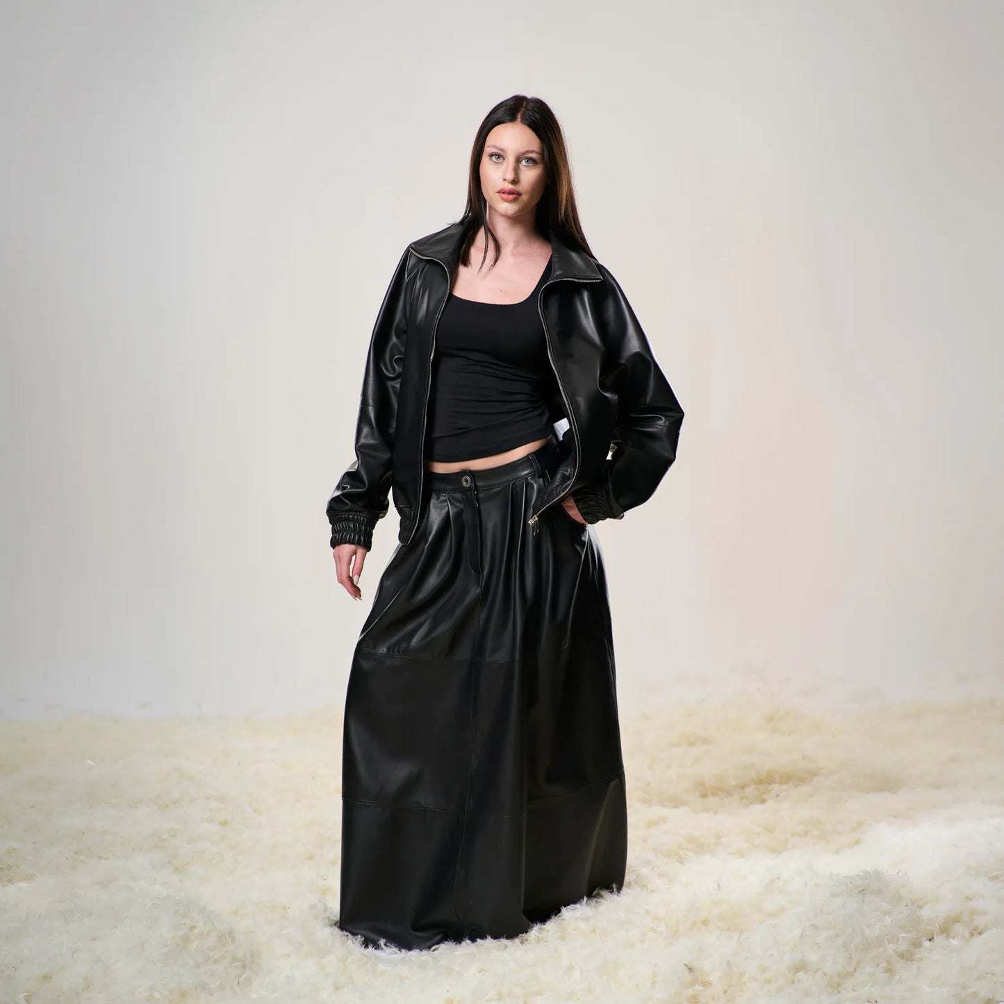 Black Nappa Track Jacket