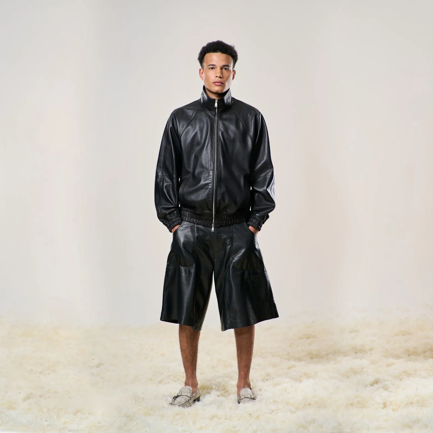 Black Nappa Track Jacket