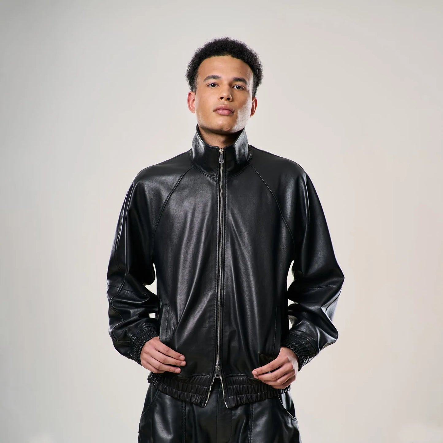 Black Nappa Track Jacket
