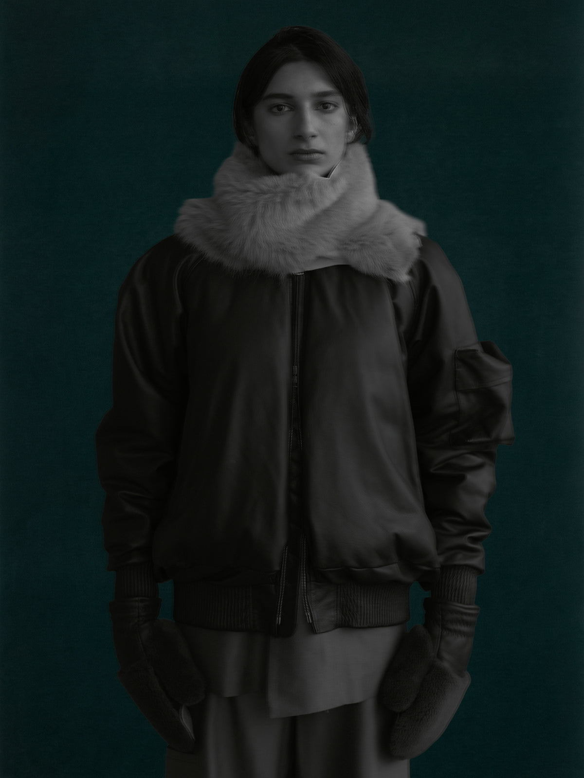 Titan Leather Down Jacket — Nero