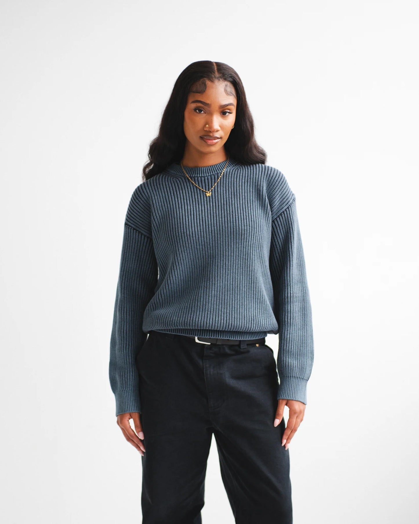 Heavy Shaker Sweater - Navy