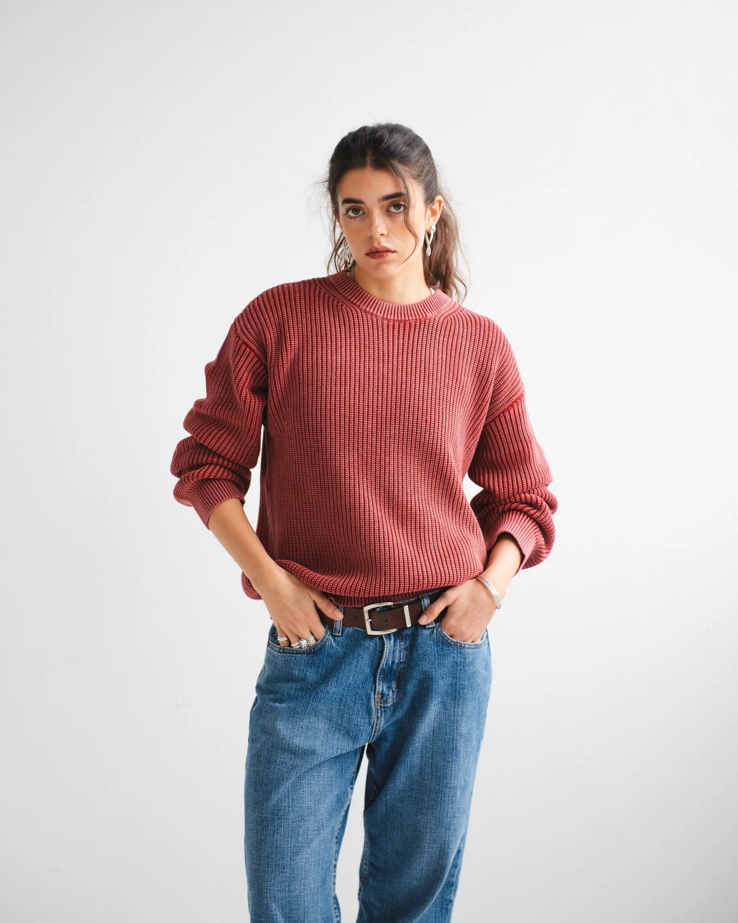 Heavy Shaker Sweater - Cherry