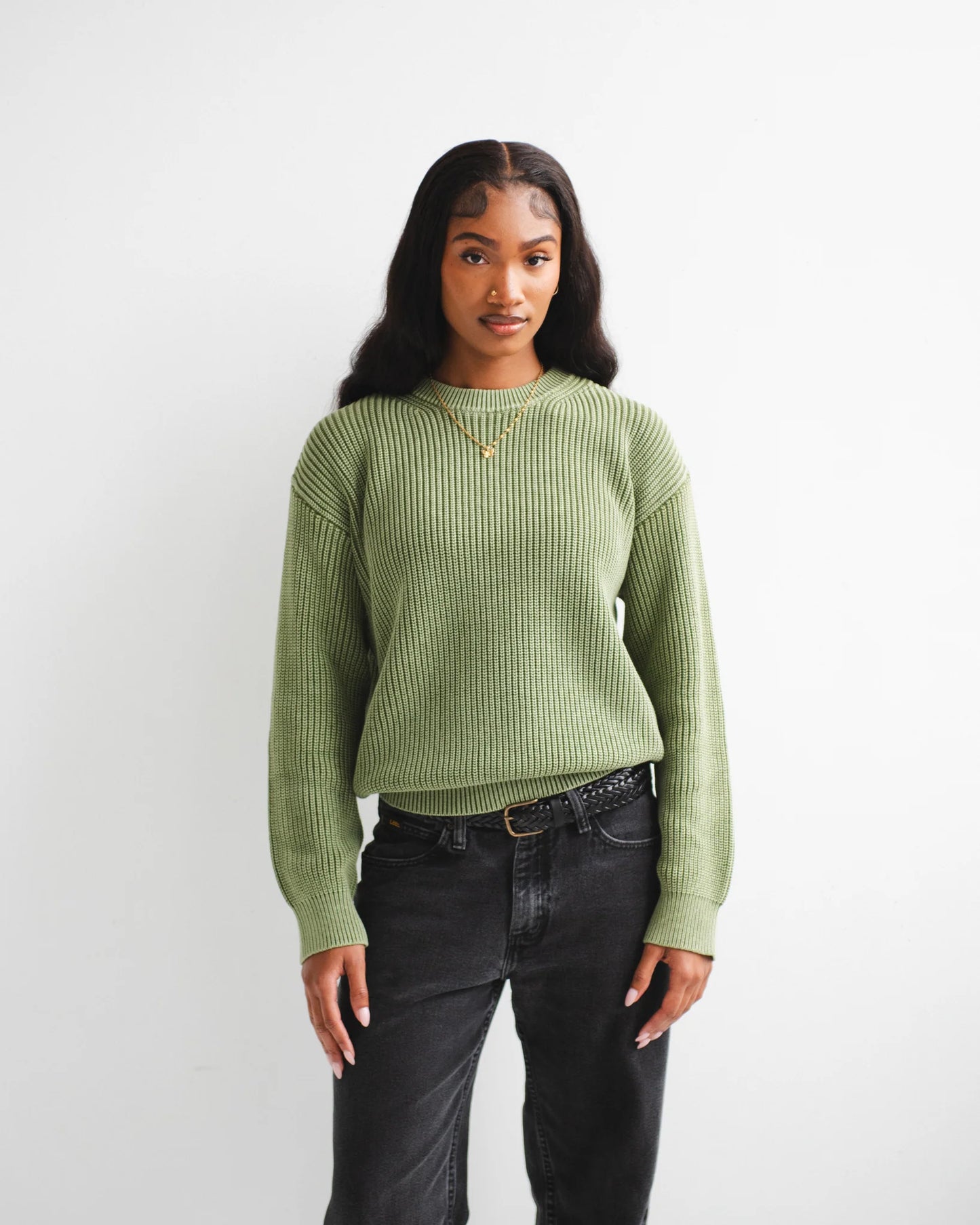 Heavy Shaker Sweater - Olive