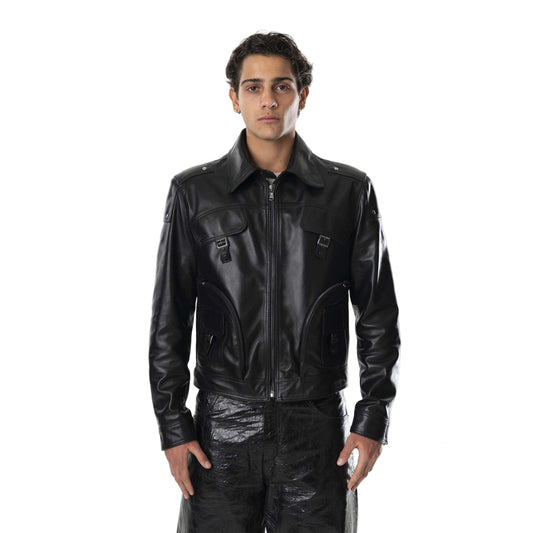 Multizip Leather Jacket - Black