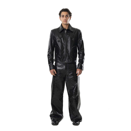 Multizip Leather Jacket - Black