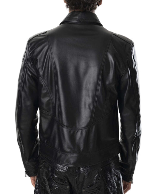 Multizip Leather Jacket - Black