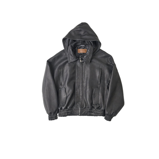 RAAS Black Leather Bomber