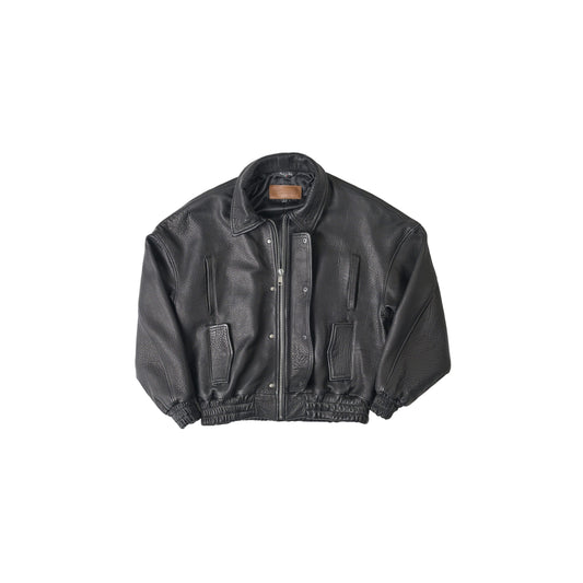 RAAS Black Leather Bomber