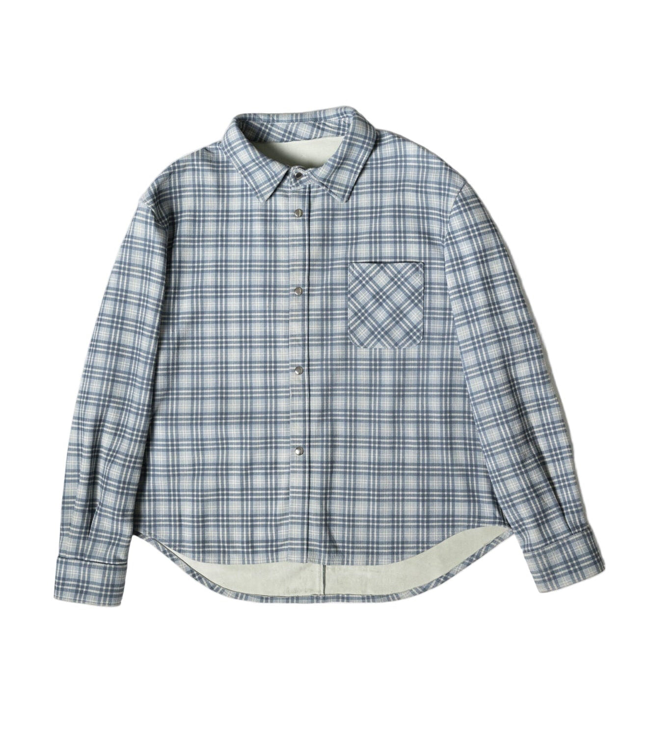 Leather Tartan Shirt - Light Blue Grey