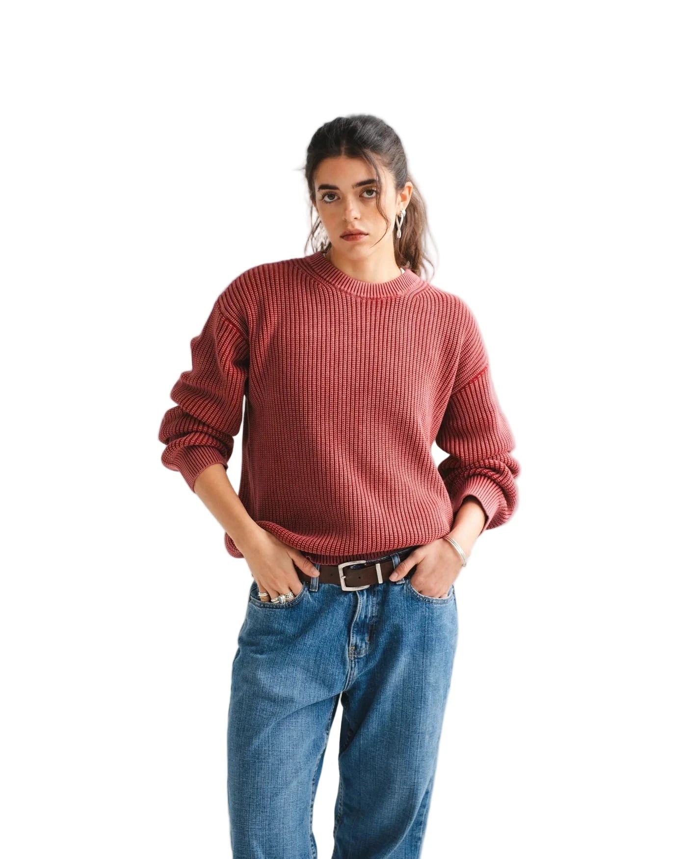 Heavy Shaker Sweater - Cherry