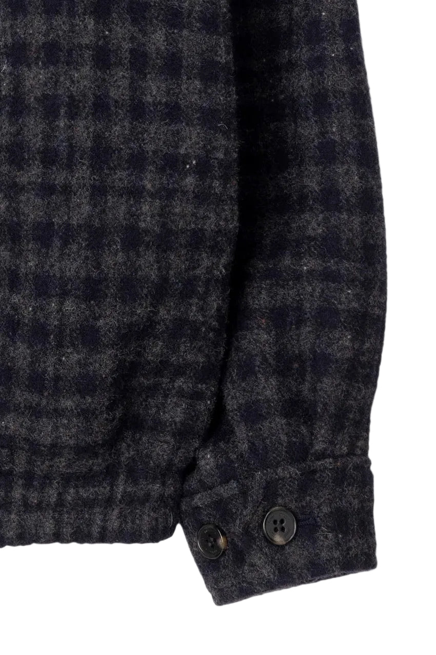 Unisex Harrington Quilted Wool Blouson - Deep Navy Check