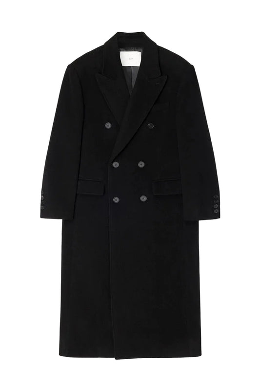 Unisex Tailored Double-Breasted Cashmere Coat - Black