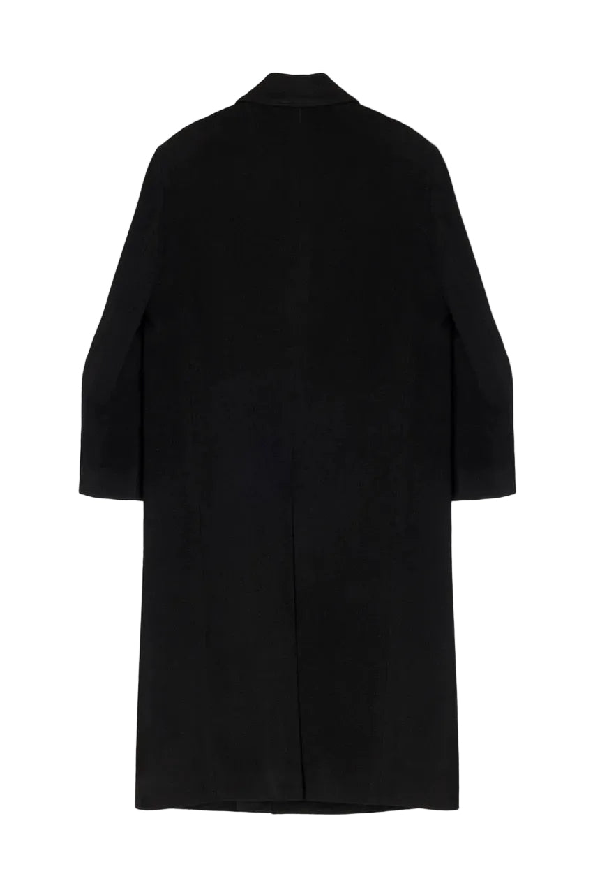 Unisex Tailored Double-Breasted Cashmere Coat - Black