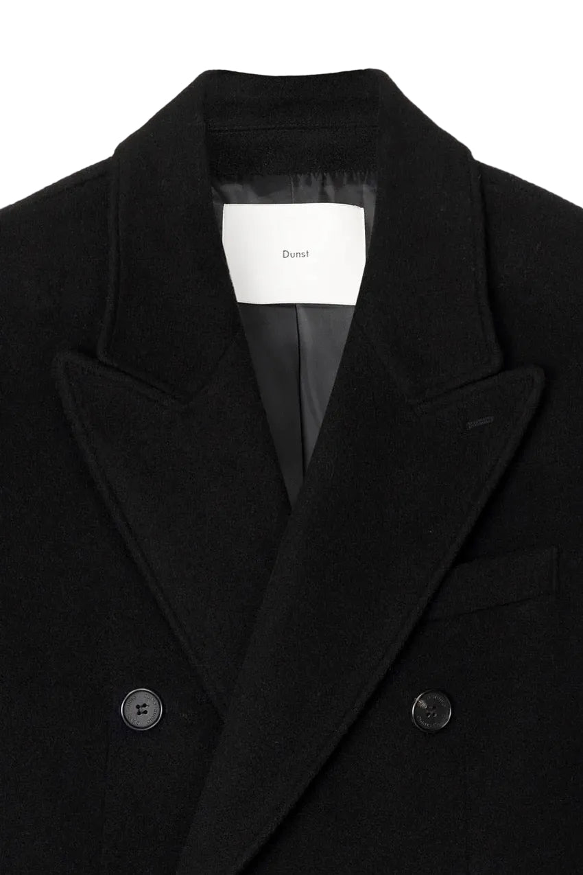 Unisex Tailored Double-Breasted Cashmere Coat - Black