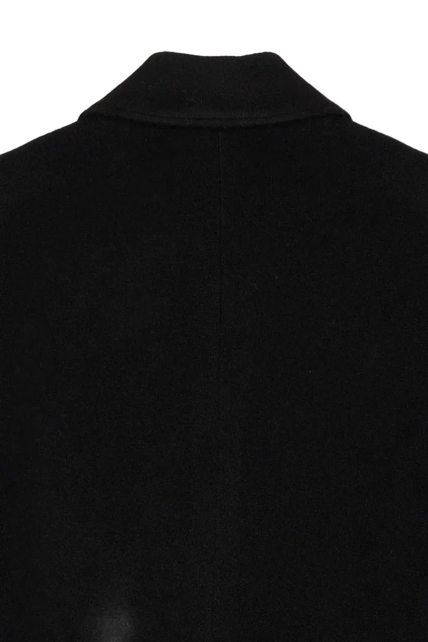 Unisex Tailored Double-Breasted Cashmere Coat - Black