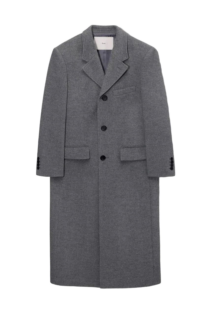 Unisex 2-Way 3 Button Cashmere Coat Melange Grey