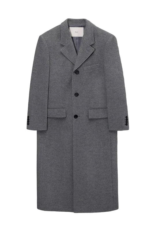 Unisex 2-Way 3 Button Cashmere Coat Melange Grey