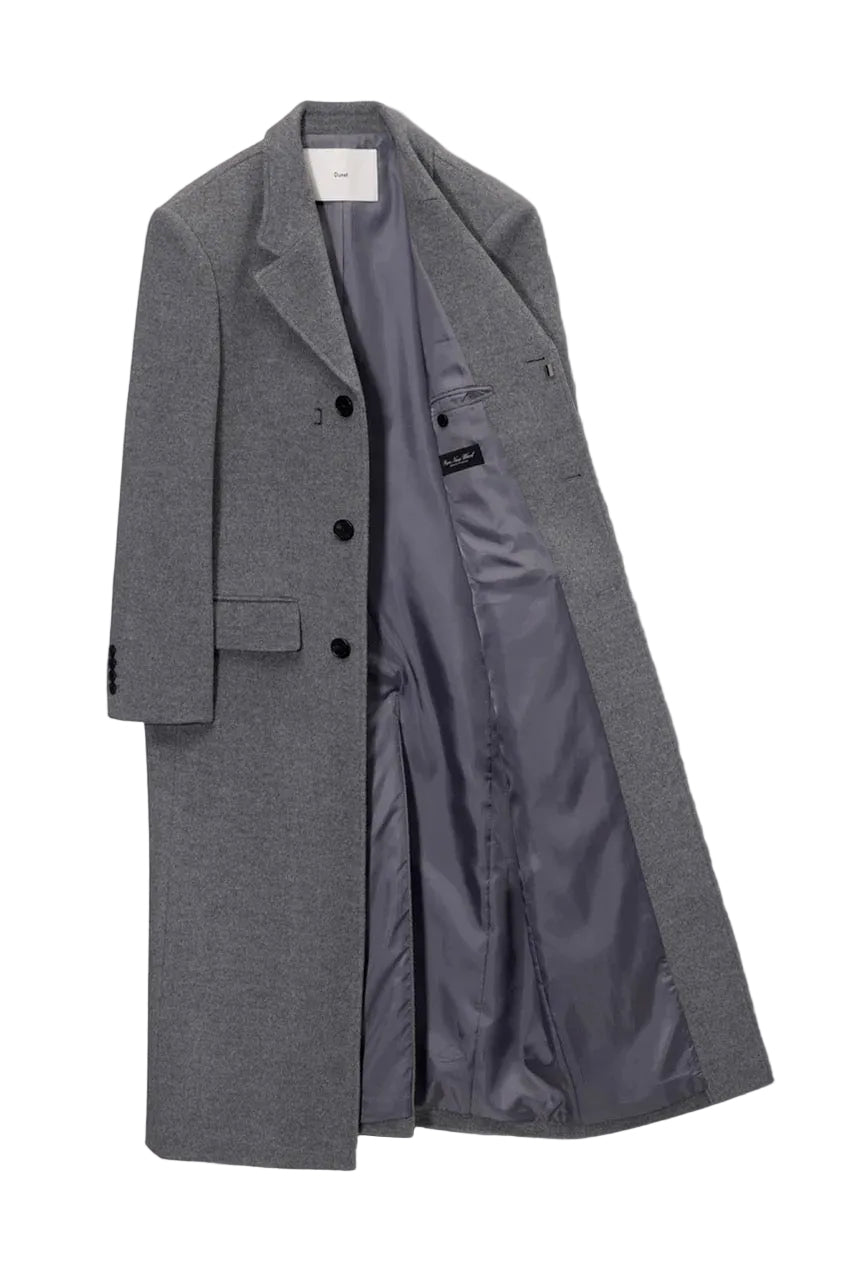Unisex 2-Way 3 Button Cashmere Coat Melange Grey