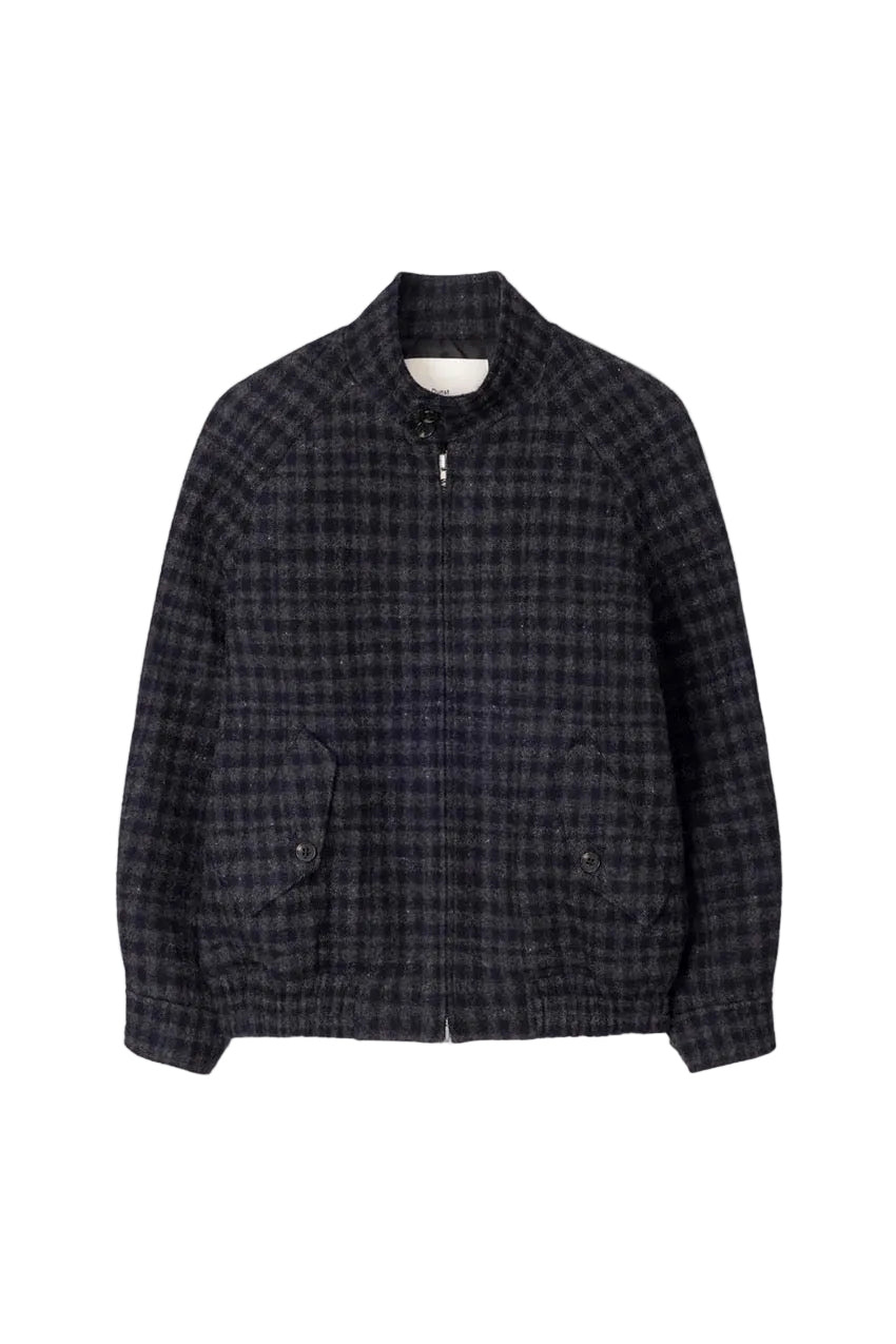 Unisex Harrington Quilted Wool Blouson - Deep Navy Check