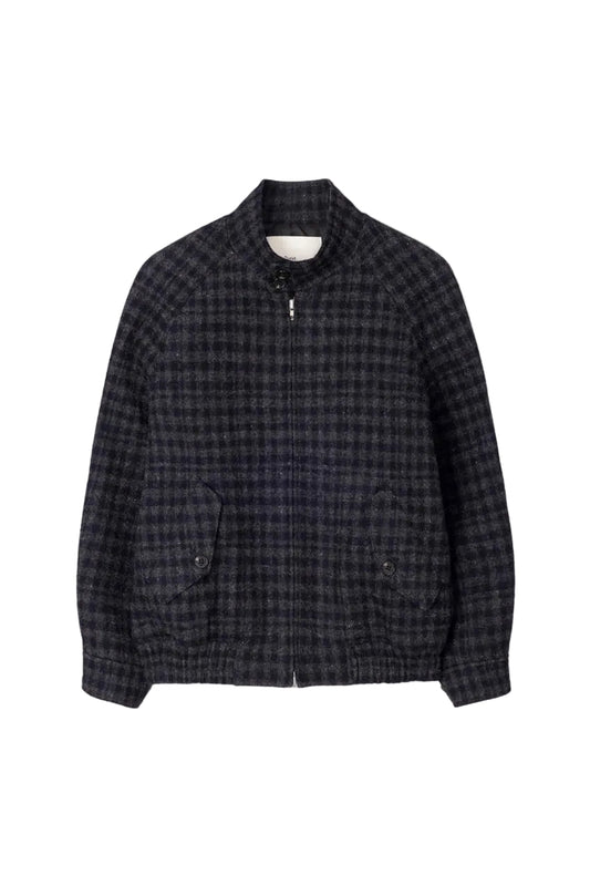 Unisex Harrington Quilted Wool Blouson - Deep Navy Check